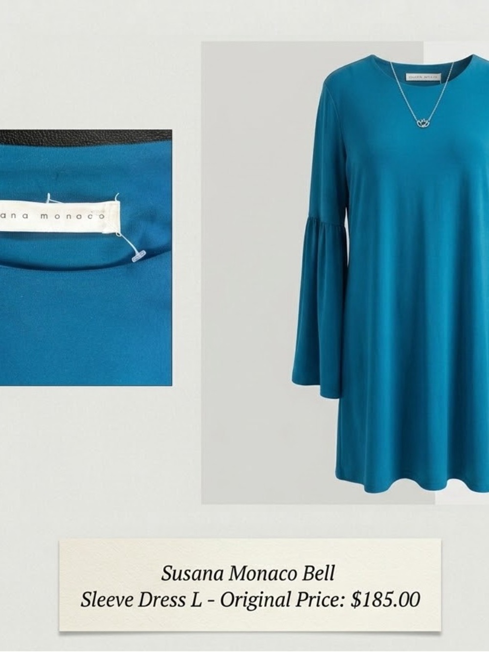 Susana Monaco Teal Bell Sleeve Tunic Top